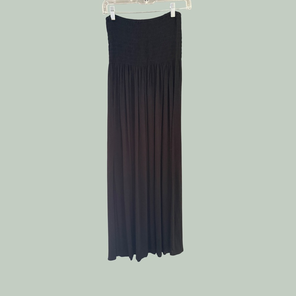 Mr‎ Buho Womens Smocked Strapless Midi Dress Black Rayon Convertible Dress L